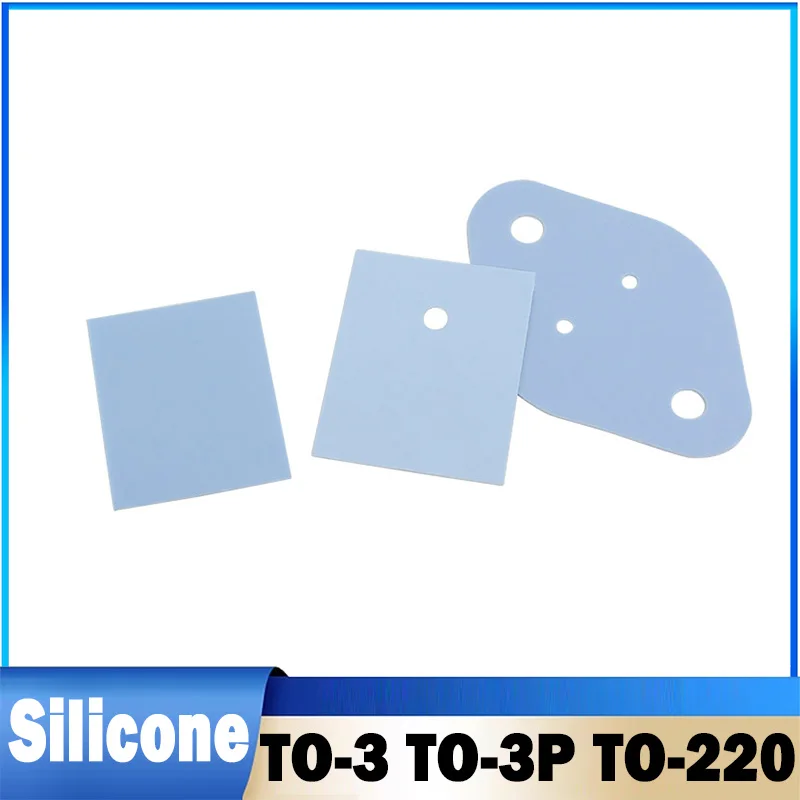 100~200Pcs TO-3 TO-3P TO-220 Silicone Thermal Pad Sheets Blue Bushing Transistor Insulation Pads Silicone Heatsink Shim