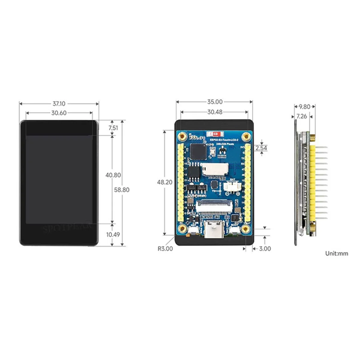 บอร์ดพัฒนา ESP32-S3 รายวันพร้อมจอแสดงผล 2 นิ้ว OV5640-5MP กล้อง QMI8658 เซ็นเซอร์สําหรับ B