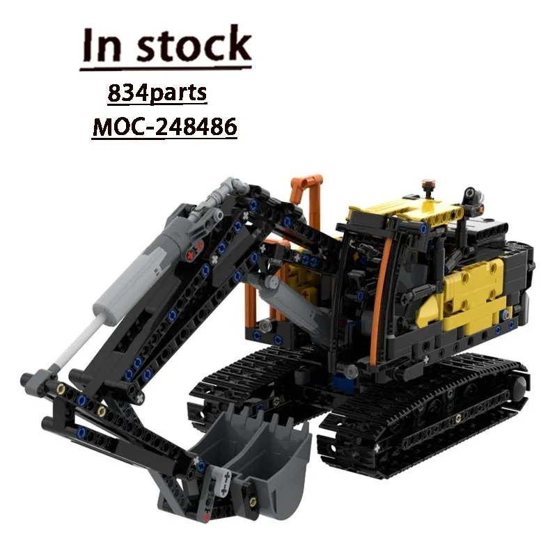 

MOC-248486 New Classic Yellow Wheeled Excavator Building Block Model 834 Parts Boys Children's Birthday Christmas Toy Gift