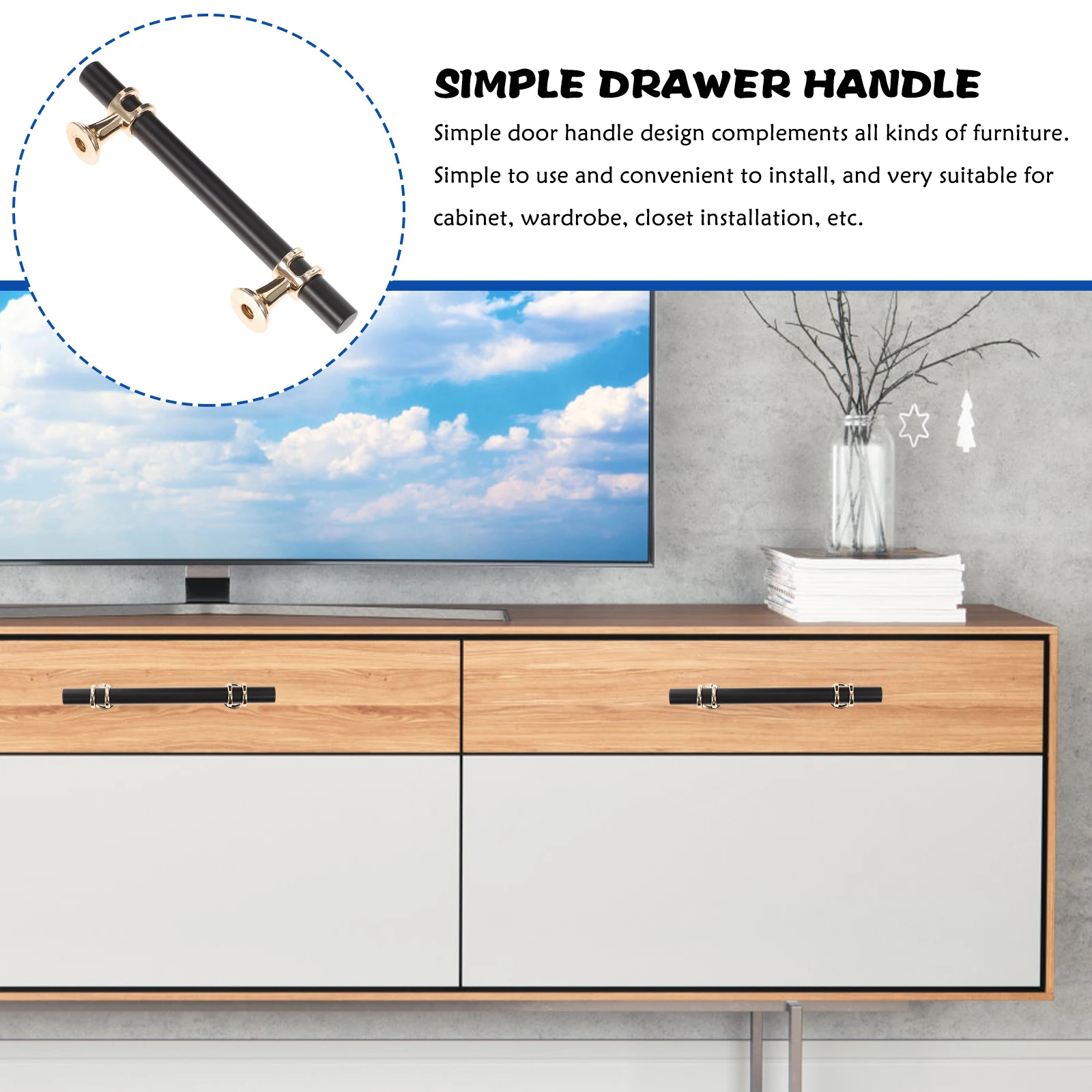 

Black Door H les Aluminum Alloy Cabinet Pulls Smooth Polished Drawer Knobs Replacement Wardrobe Furniture Part Hardware