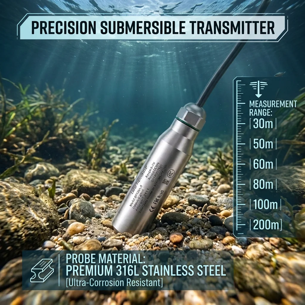 Submersible Level Transmitter 4-20mA 0-10V RS485 Modbus RTU Well River Oil Tank Pressure Sensor