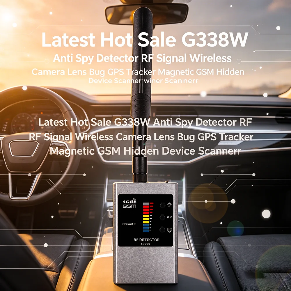 Latest Hot Sale G338W Anti Spy Detector RF Signal Wireless Camera Lens Bug GPS Tracker Magnetic GSM Hidden Device Scanner Finder