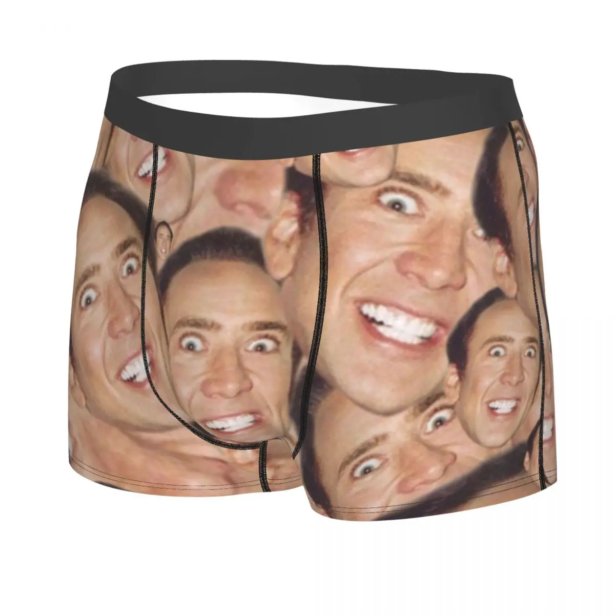 Custom Nicolas Cage Face Collage Design Boxer Shorts For Men 3D Print Funny Meme Underwear Panties Briefs Soft Underpants