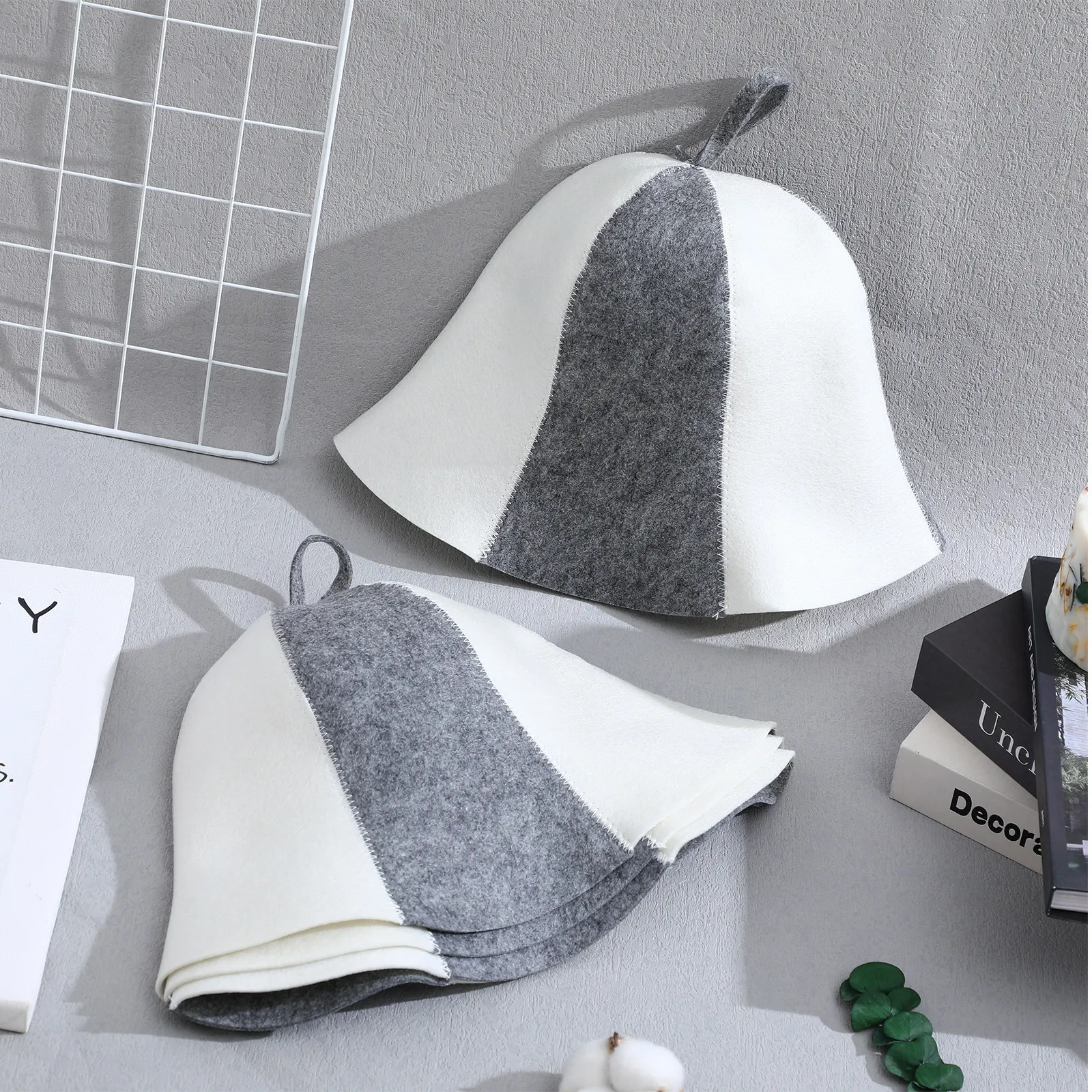 

2 Pcs Bath Cap for Sauna Felt Hat Black Caps The Accessories Felted Hats Absorbent