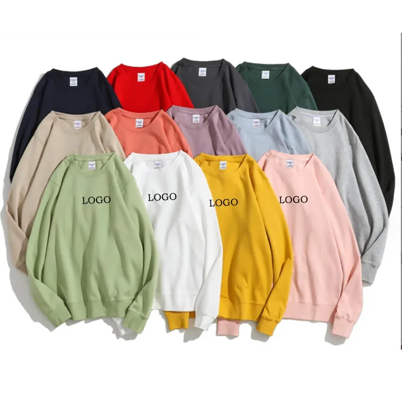 

Custom logo cotton polyester autumn AG300g men's and women's health fabric long sleeved round neck hoodie for women's leisure