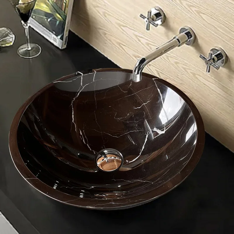Marble counter basin, anti-splash washbasin, household bathroom round basin