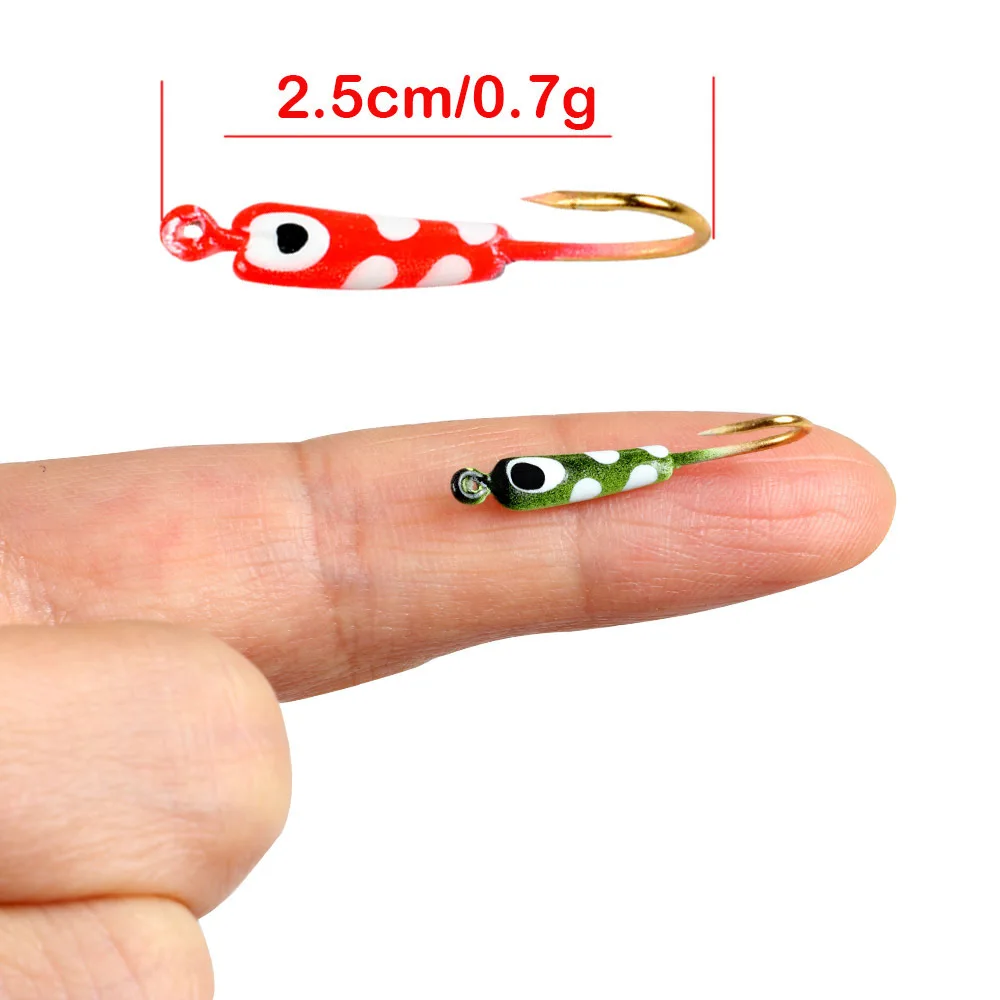 5pcs Ice Fishing Jigs Ultra Light 0.7g 25mm Jigging Compatible with Any Soft Baits Setup Colorful Painting Easy to use Wholesale