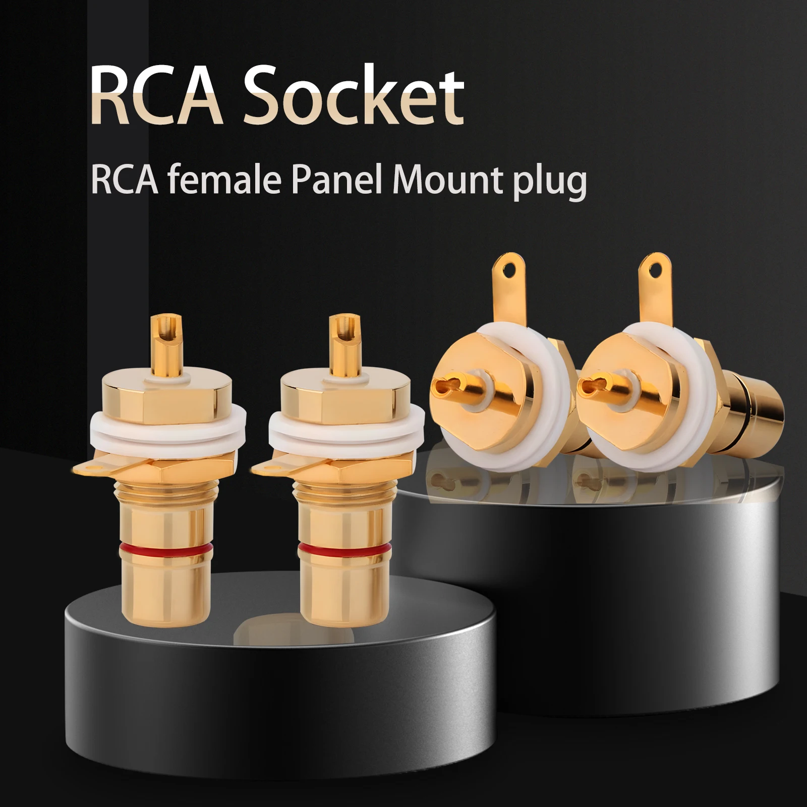 RCA Jack socket Female Socket Chassis Audio Jack Red Black Cycle Solder Plug Conector Chassis CMC Metal Gold Plated