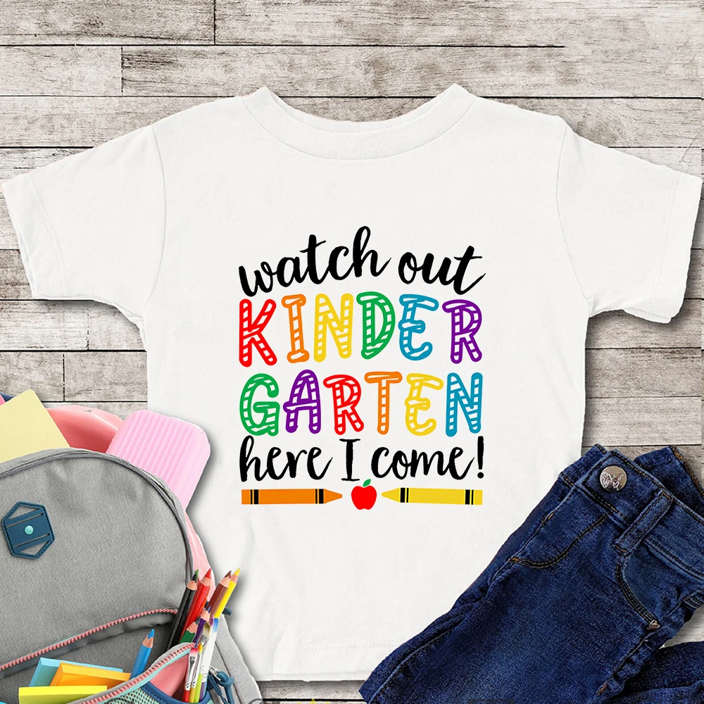 Watch Out Kindergarten Here I Come Shirt First Day of School School Tee Back To School Shirt Pre-K Kindergarten Outfit