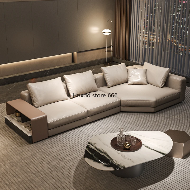 High-end Italian leather sofa, special-shaped corner in living room