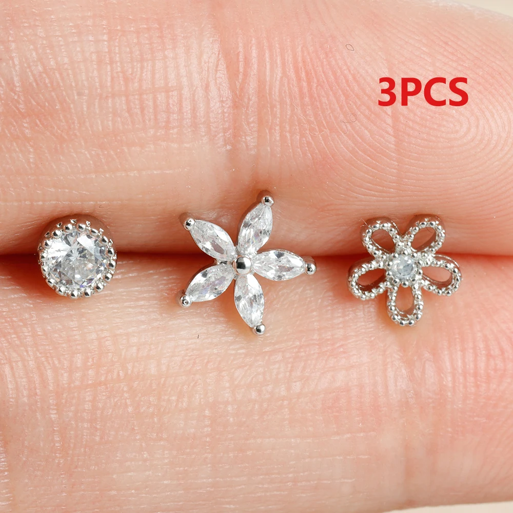 3PC zestaw kolczyków do piercingu chrząstki Tragus ze stali nierdzewnej dla kobiet złoty kolor Helix Tragus kolczyk w kształcie ucha biżuteria — zdjęcie 7