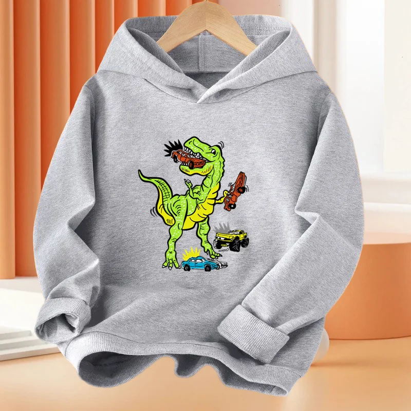 Kawaii Dinosaur Cute Anime Hoodie Kids Funny Cartoon Pullover Sweatshirt Streetwear Boys Thin Graphic Hoody