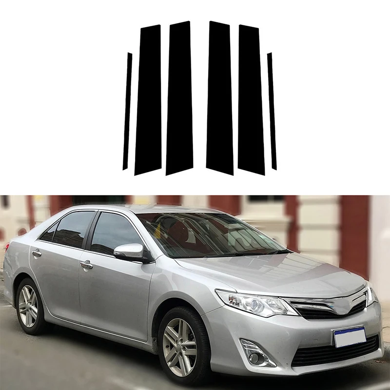 6 sztuk słupków do drzwi samochodowych obudowa przyklejana czarny błyszczący do Toyota Camry 2012 2013 2014 2015 2016 2017