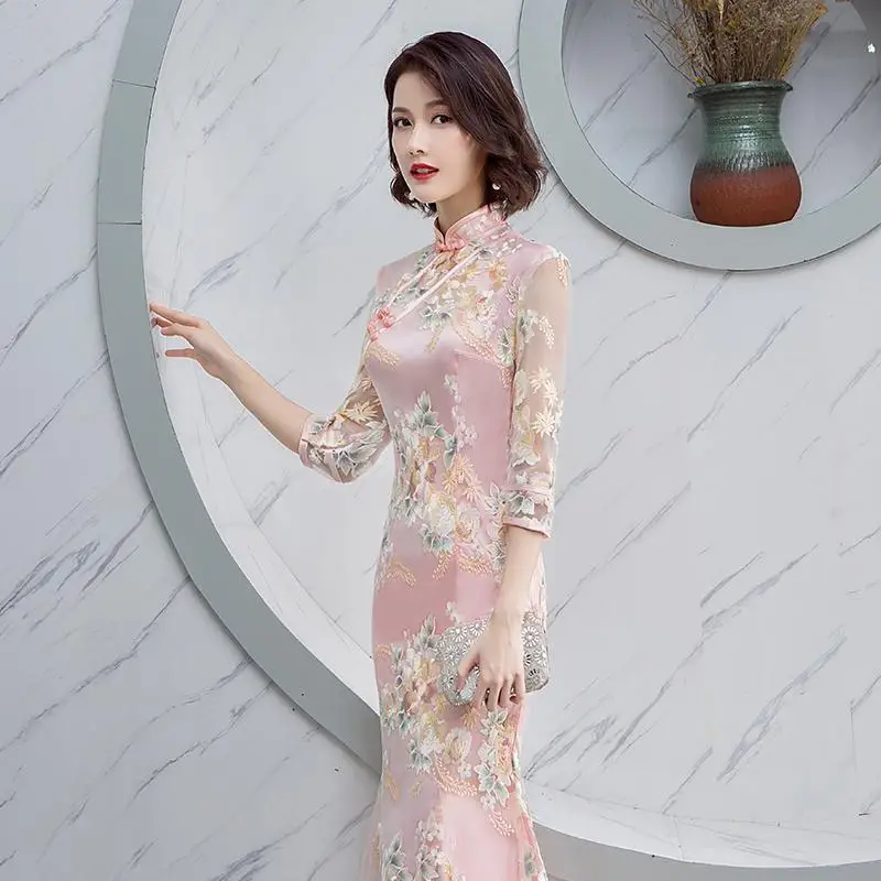 Luxury Woman Evening Dress Sex Cheongsam Modern 2023 Women Long Chinese Styl Qipao Wedding Dress High-end Cheongsam Good Quality