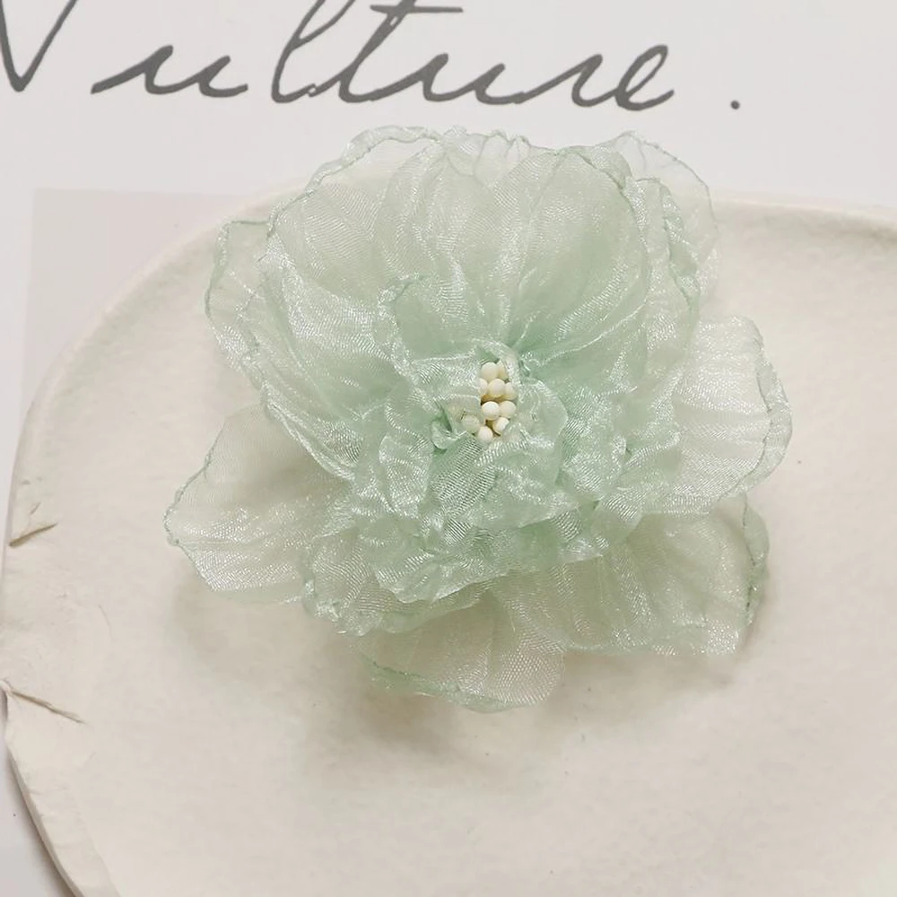 2Pcs Pink Artificial Flowers DIY Wedding Dress Clothing Shoes Hats Hairpin Jewelry Accessories Fabric 9CM Wide