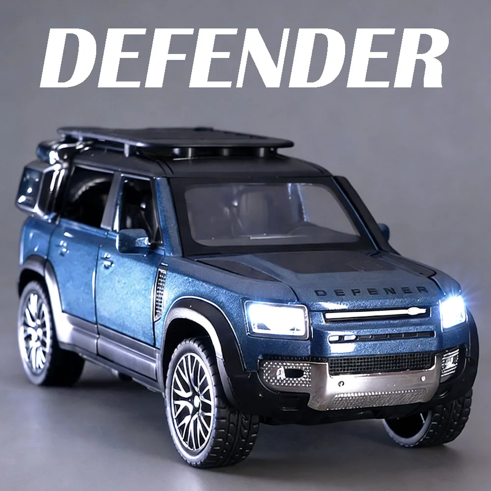 1:32 Land Defender Range Rover Model Speelgoedauto Legering Diecast Geluid Licht Deur Geopend Trek Simulatie Terreinwagen voor Kid