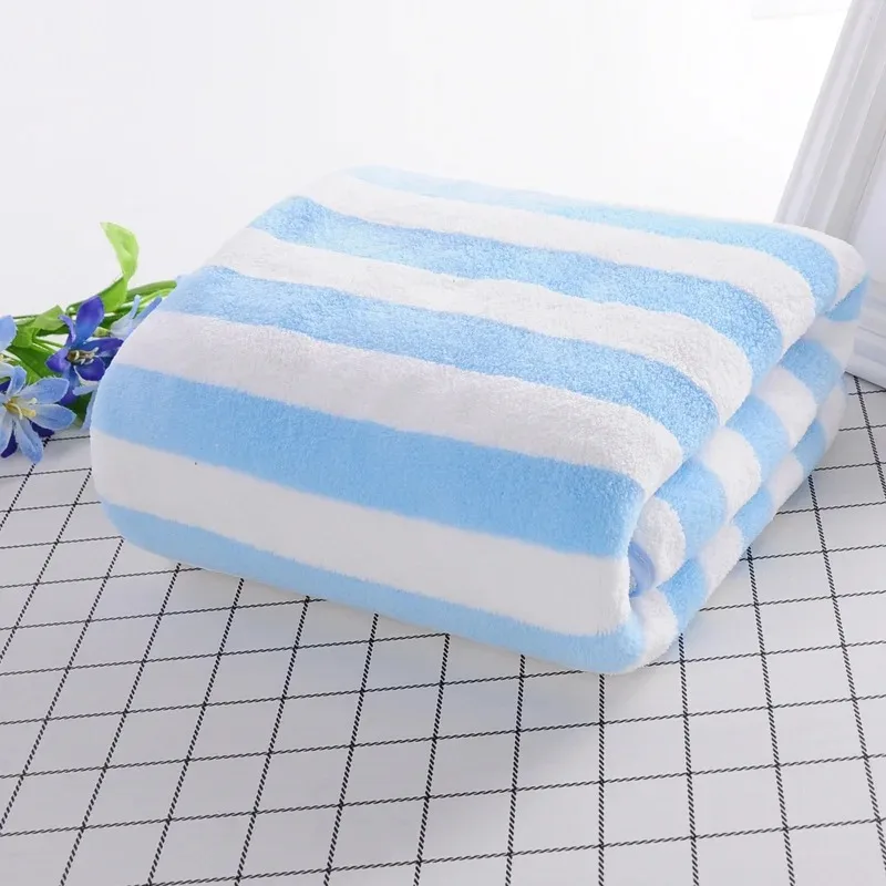 2pc High-density Coral Velvet Striped Towel Wholesale Home Color Strip  Absorbent Beach Towel Department Store Gifts