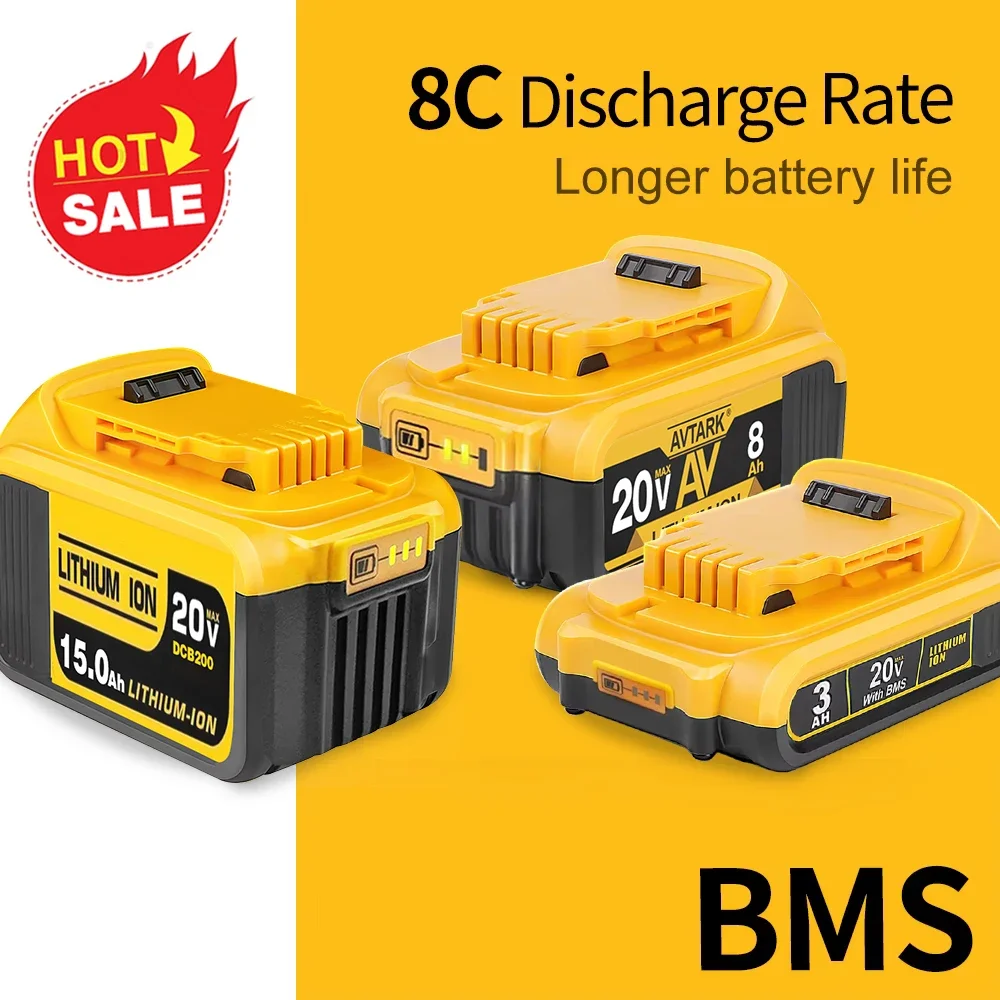 

NEW DCB200 battery for Dewalt 18V 20V power Tools rechargeable electric tool Accessories Lithium batteries Replace DCB200 DCB184