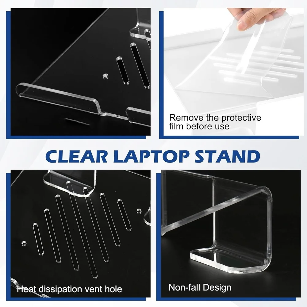 Workshop Gear Slim Acrylic Laptop Stand, Portable Ventilated Desktop Riser for Desk, 11-17 Inch
