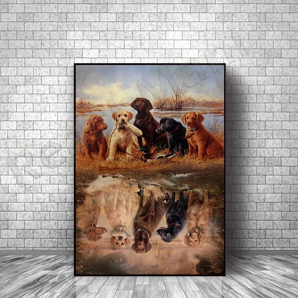 Duck Hunting Dogs Poster Waterfowl Hunting Poster Christmas Gifts Reflection Home Living Decor Reflection Poster