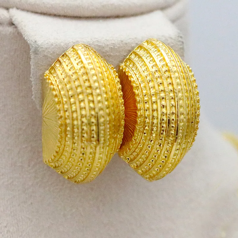 Ethiopian Jewelry Set Large Coin Pendant Necklace Earrings as a Party Gift for Women