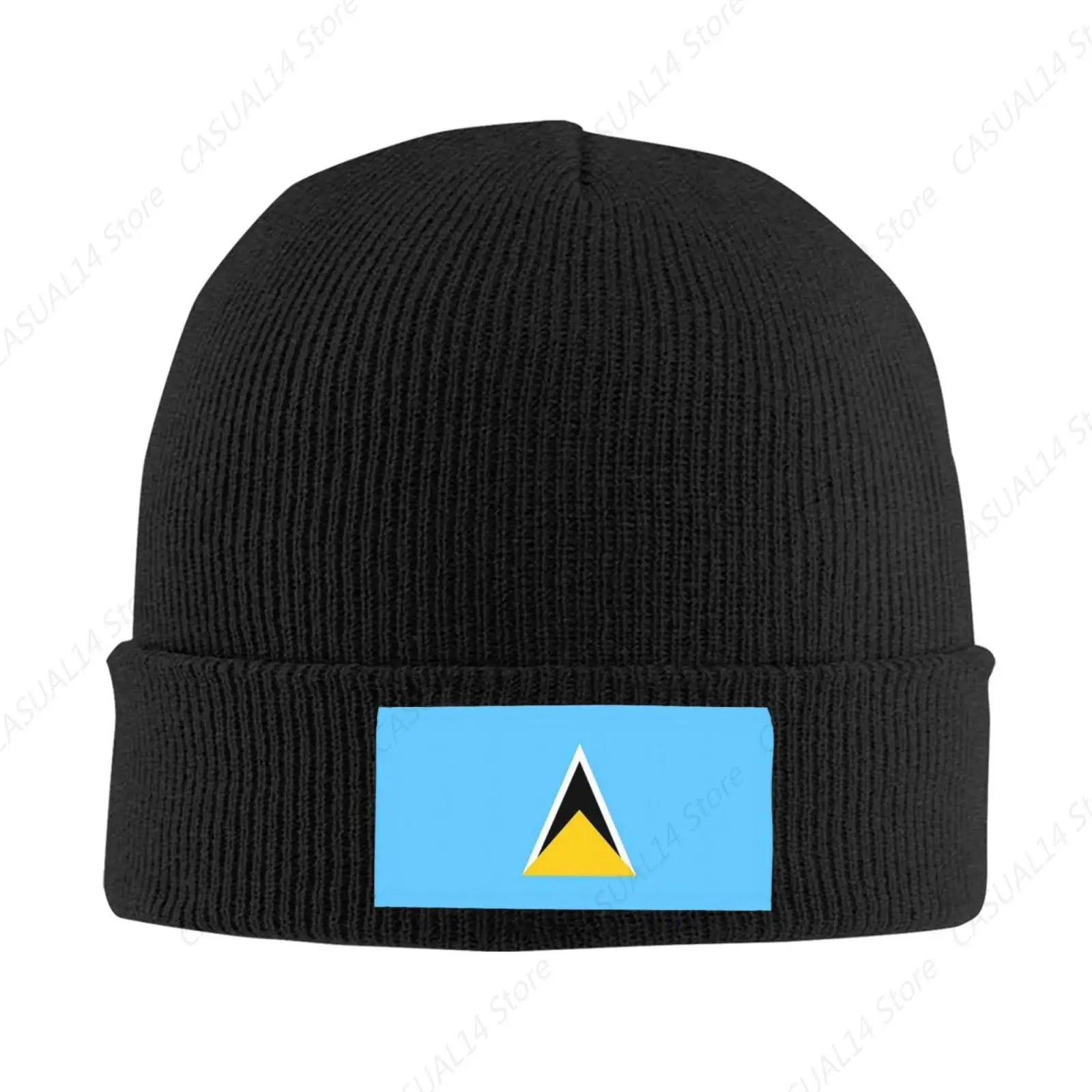 St Lucia Flag Knit Beanie Hats for Men and Women Unisex Winter Hat Beanies Skull Cap