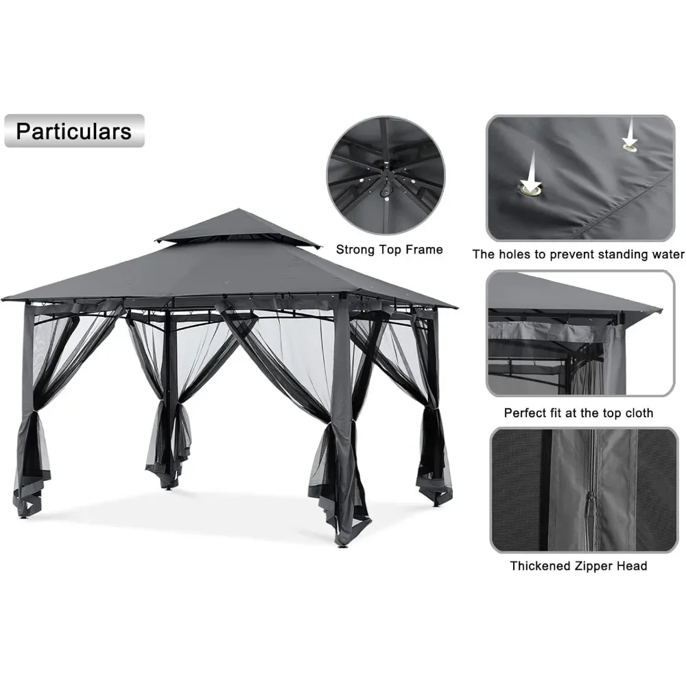 Imagem -05 - Gazebo para Pátio com Estrutura de Aço Estável e Paredes Garden Gazebo 8x8