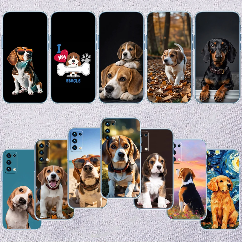 FR6 Beagle Dog Transparent Phone Case for Samsung Galaxy A04 A04S A14 A23 A34 A54 M23 M33 M52 M53
