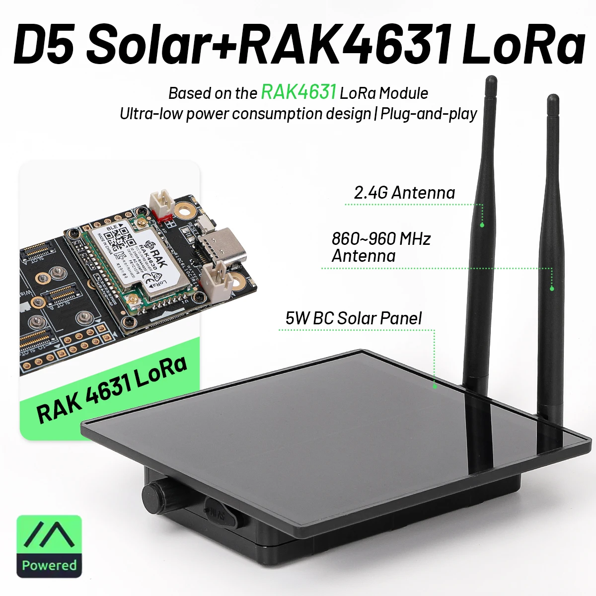 D5 Solar Meshtastic Device With RAK WisBlock RAK4631 LPWAN Wireless Module IP66 Solar Node Repeater for LoRa Meshtastic