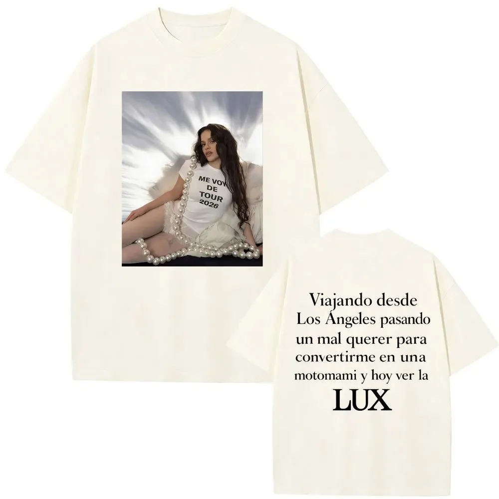 Camiseta Oversize Unisex de Moda Urbana para Hombre y Mujer, Estilo Hip Hop Casual, Manga Corta, de la Cantante Rosalia Lux Me Vov De Tour 2026