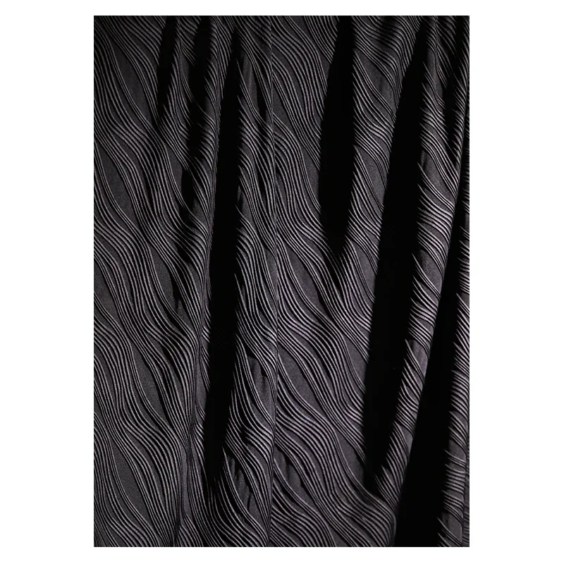 Wave Black Texture Stripe Creative Fashion Designer Fabric Spandex Polyester Material Cloth Per Meter for Sewing Diy