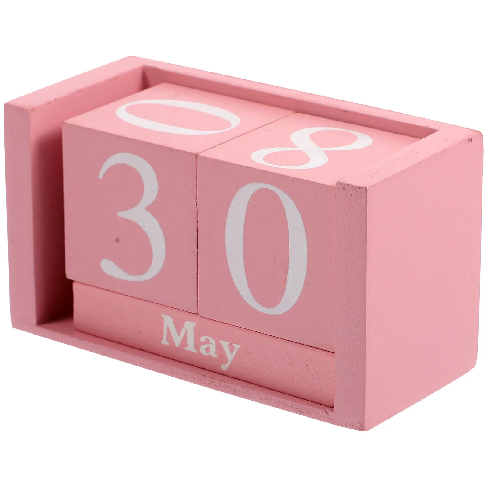 

Never Ending Wooden Perpetual Calendar Pink Blocks Manual Date Display Desk Decoration for Home Office Retro Classic Style Clear