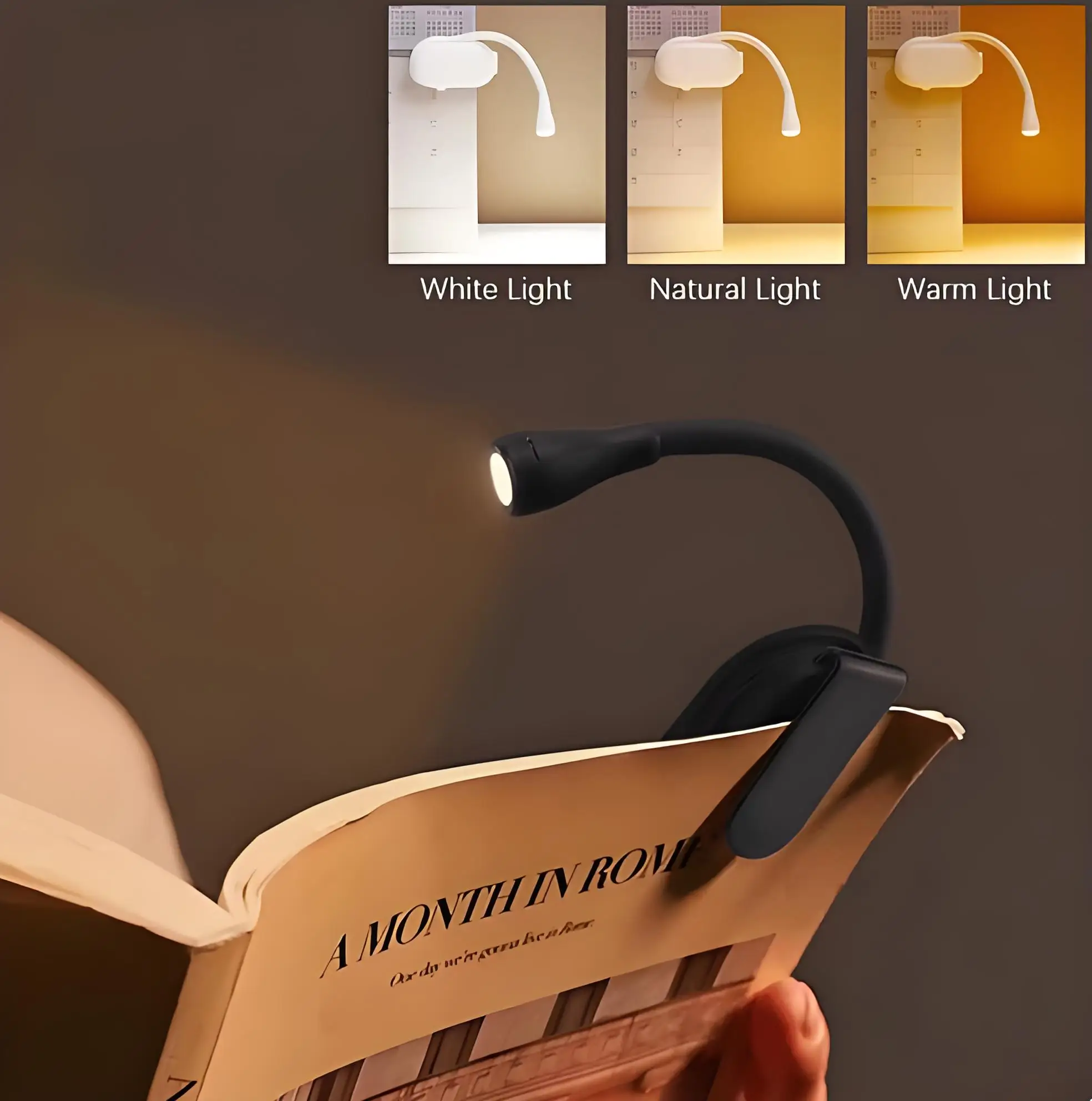 

Reading Mini Book Lights Portable Clip Night Lights USB Charging LED Dimmable Bedroom Eye Protect Clip 360° Flip Led Book Lamps