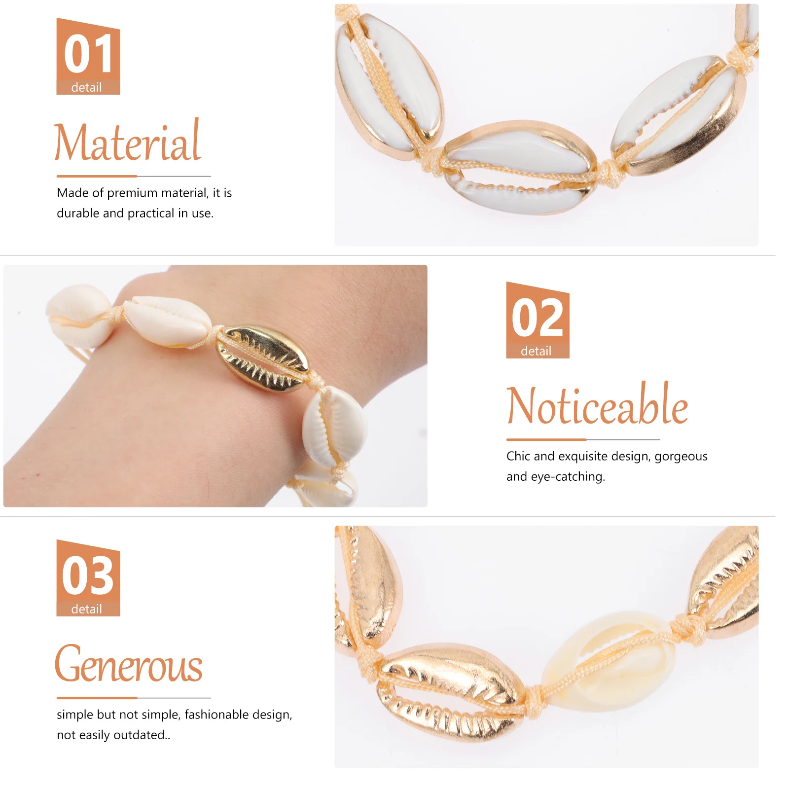 3 قطع المرأة مضفر شل سحر سوار مجموعة أزياء الشاطئ خلخال مجوهرات قابل للتعديل الحد الأدنى نمط هدية مثالية #1