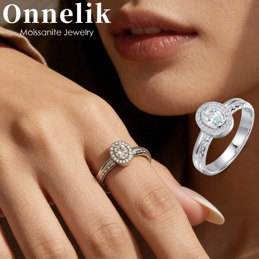 

Onnelik 4x6mm Oval D Color All Moissanite Eternity Ring S925 Sterling Silver Sparkling Lab Diamond Jewelry Gift for Women Gifts