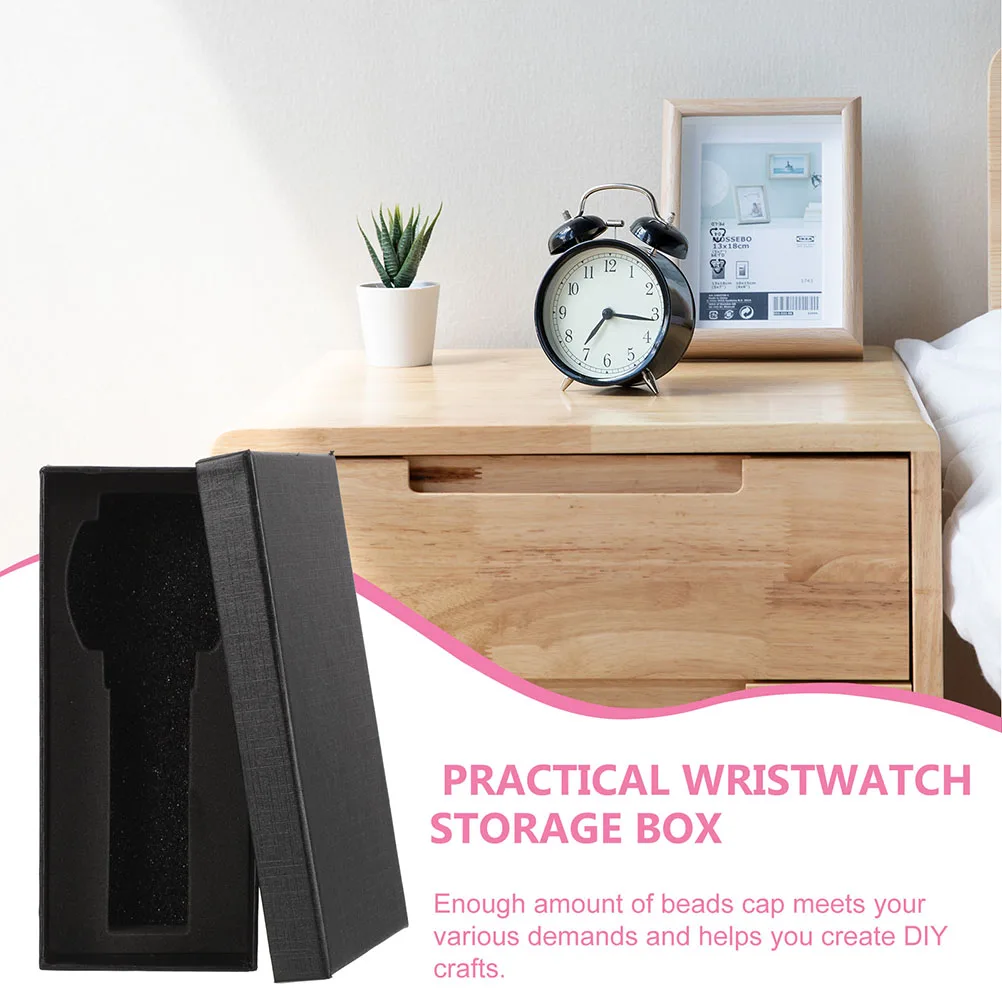 

10pcs Watch Case Box Gift for Men Women Portable Storage Organizer with Sponge Rectangle Jewelry Household Travel Use Black