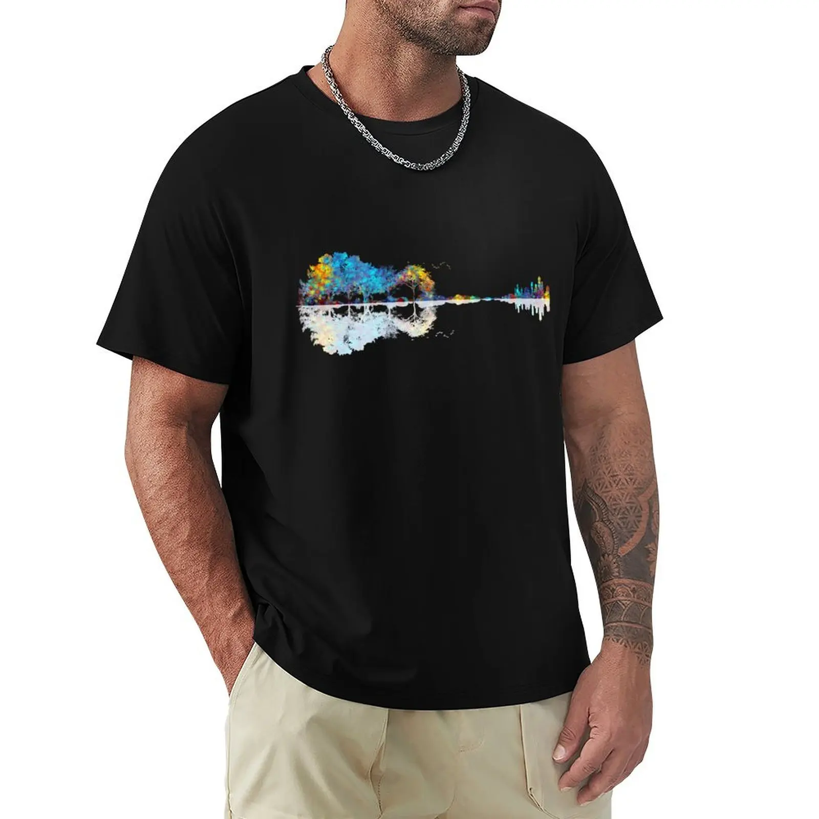 Nature Guitar - Colorful Watercolor T-Shirt Running Performance Short Sleeve Tee