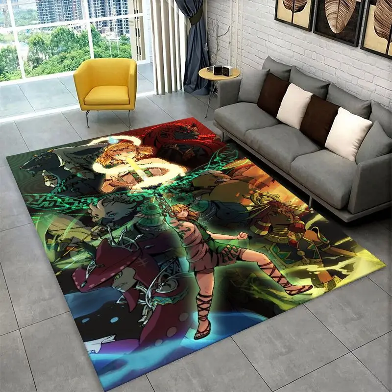 Classic Z-Zelda Cartoon Games Non-Slip Area Rug for Living Room,Bedroom,Playroom,Soft Carpet Floor Mat Home Decor Rug Kids Room view 4