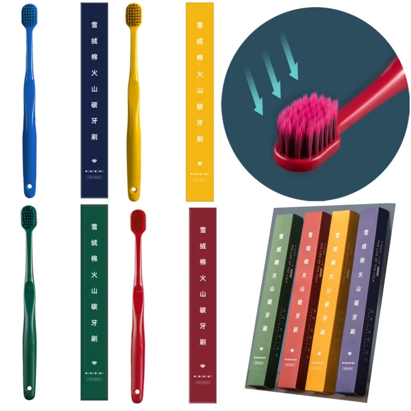 

YS00070- Volcano Carbon Soft Fine Hair Toothbrush Independent Color Box Four Color Adult Soft Hair Toothbrush