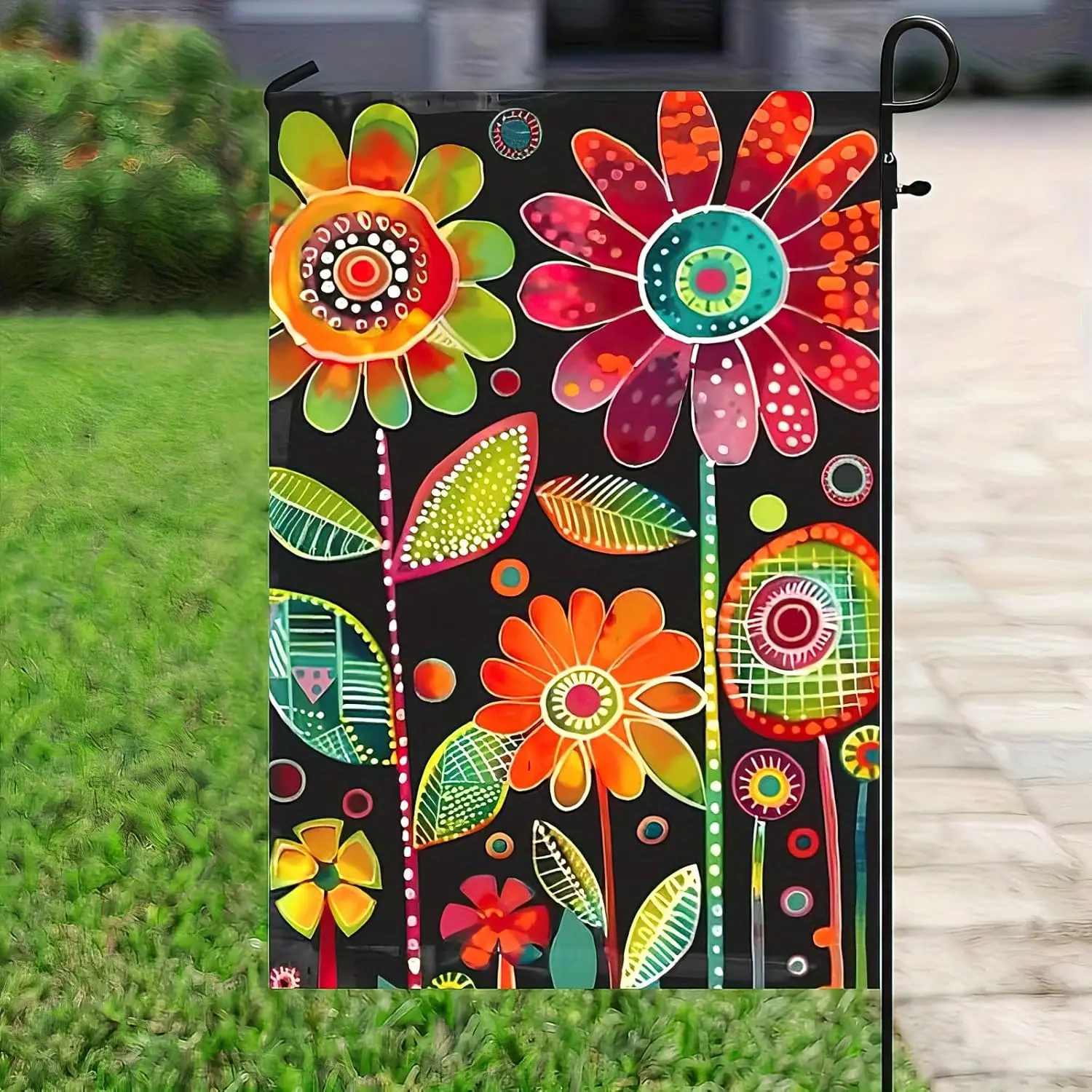 Spring Summer Flower Garden Flag 12x18 Double Sided Vertical Fun Graffiti Floral Flower Welcome Garden Yard House Flags Deco yyi