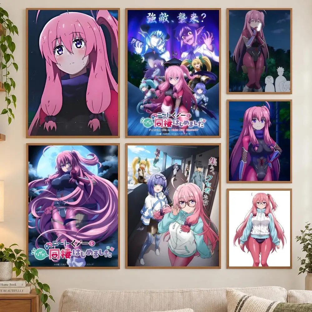 Vivo con un Otaku NEET Kunoich. Póster de arte en alta definición, adhesivo para pared, resistente al agua, ideal para decorar el hogar, la sala de estar, el dormitorio o el bar, con un estilo estético.