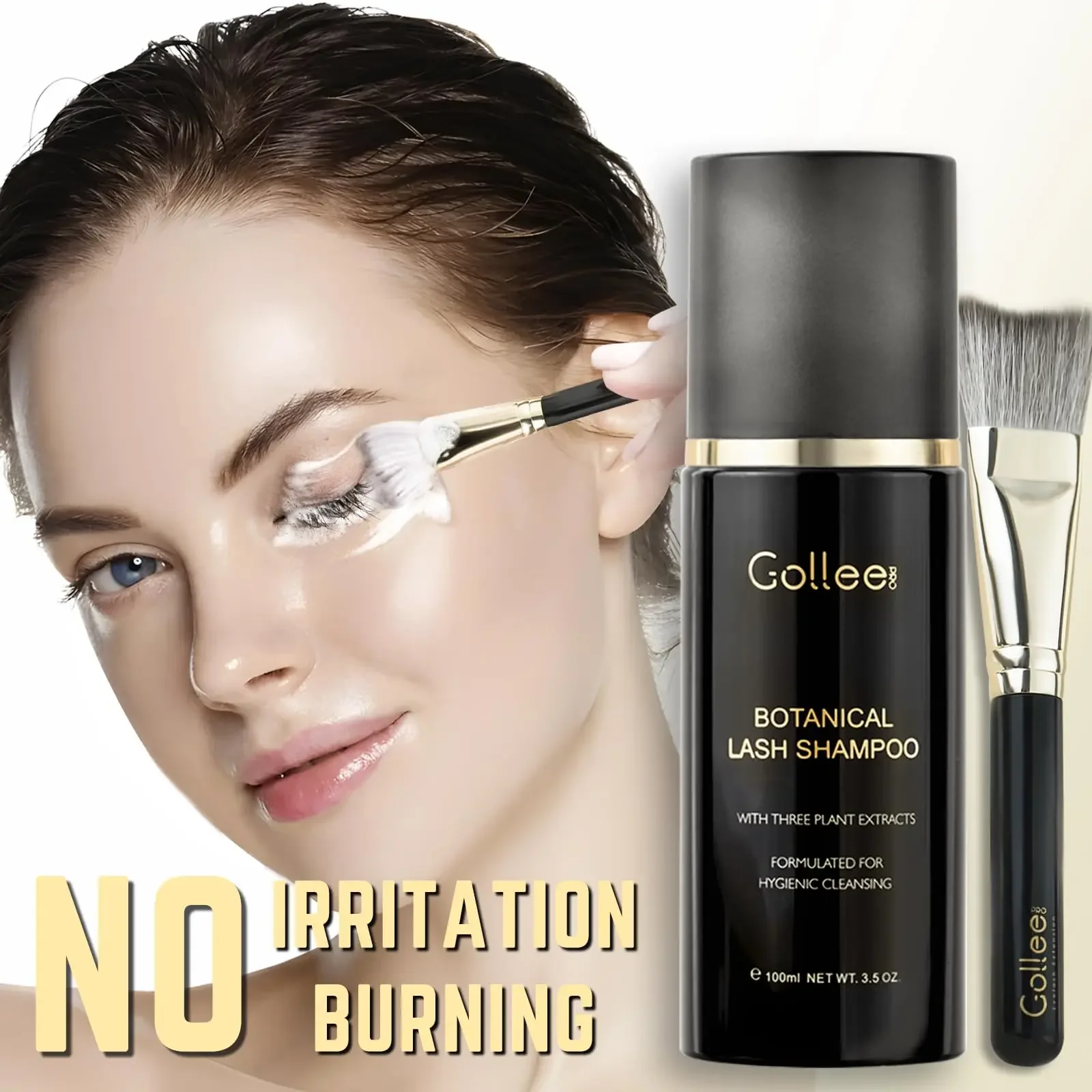 Gollee No Stimulation 100ml Cleaning Mousse Before Eyelash Extension Foam Cleaner Gentle Shampoo Makeup Clean Eyelash Glue