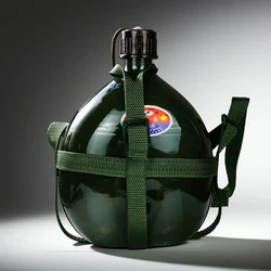 Aluminum Military Water Bottle Drop Resistant Durable Old Style Large Capacity Flat Water Bottle Outdoor Hiking Carry 1-2.5L