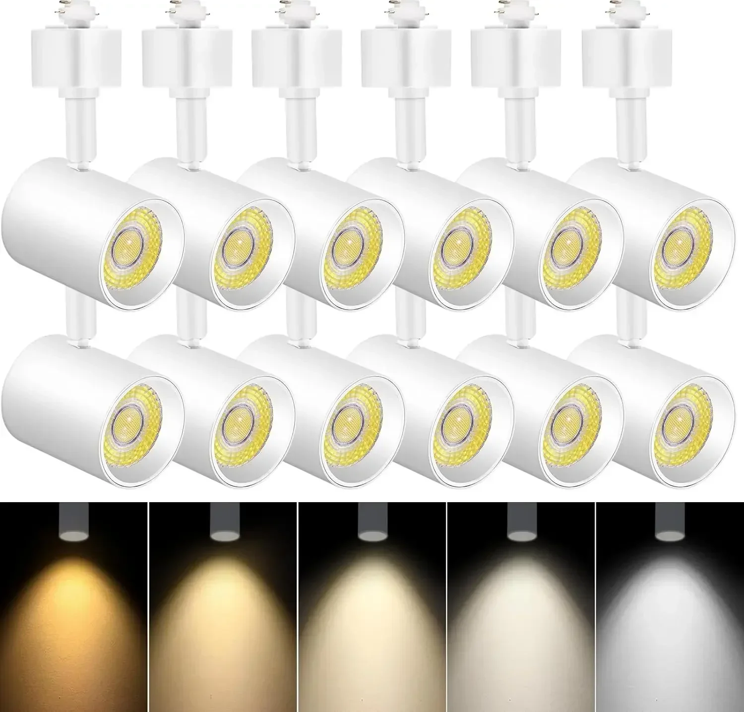 

12 Pack 5-Color LED Track Lighting Heads H Type Track Light Heads Dimmable, 2000K 3000K 4000K 5000K 6000K Adjustable, Flicker Fr