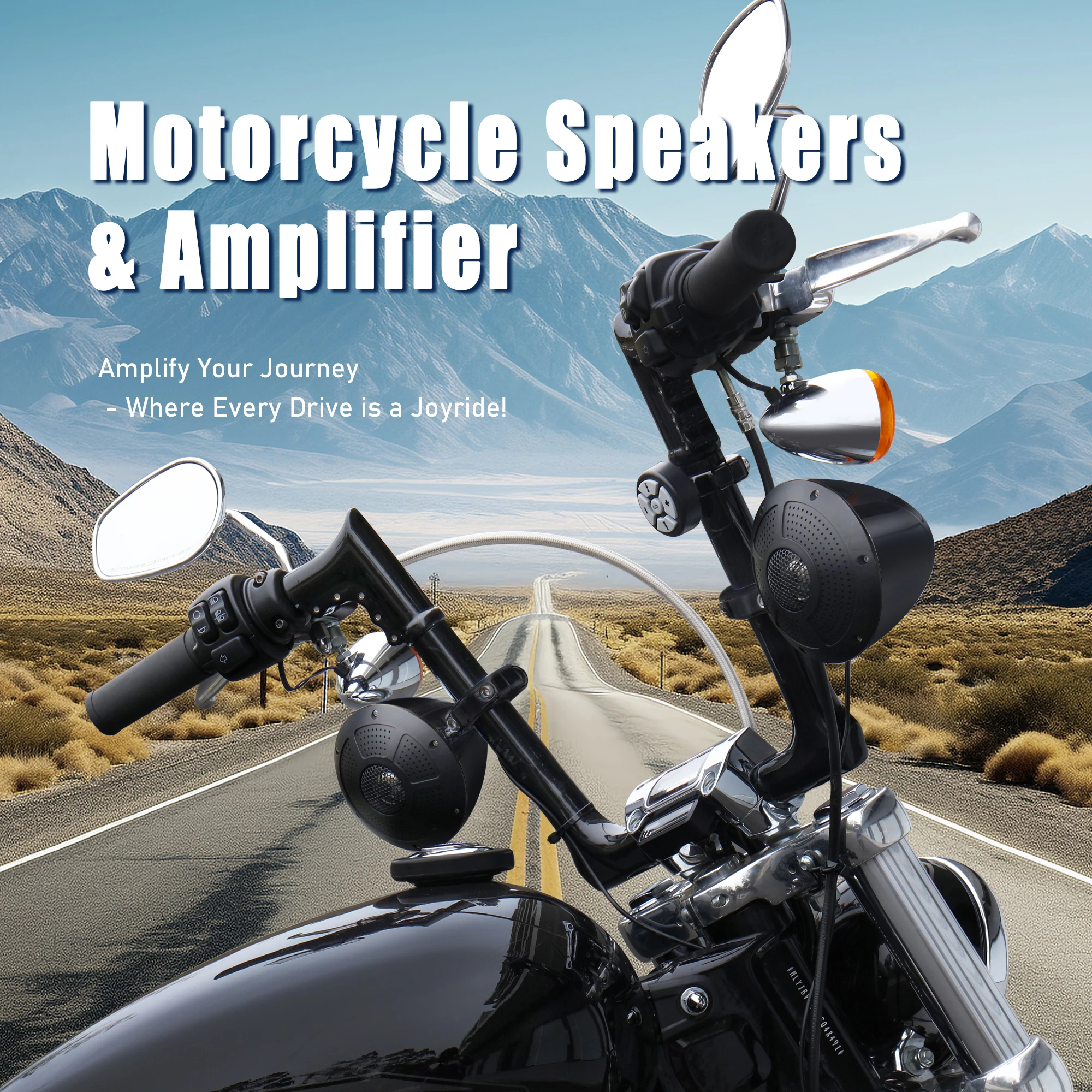 Motorcycle Bluetooth Amplifier & Speakers 1000W 4-Channel Full Range Stereo Audio for Harley ATV UTV Boat Custom Touring Cruiser