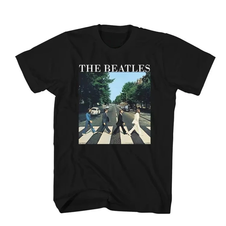 The Beatles Rock Band Abbey Road Pattern Print Leisure Cotton Hot Sale Unisex T-Shirt 2026 Summer New Neck Men and Women T Shirt