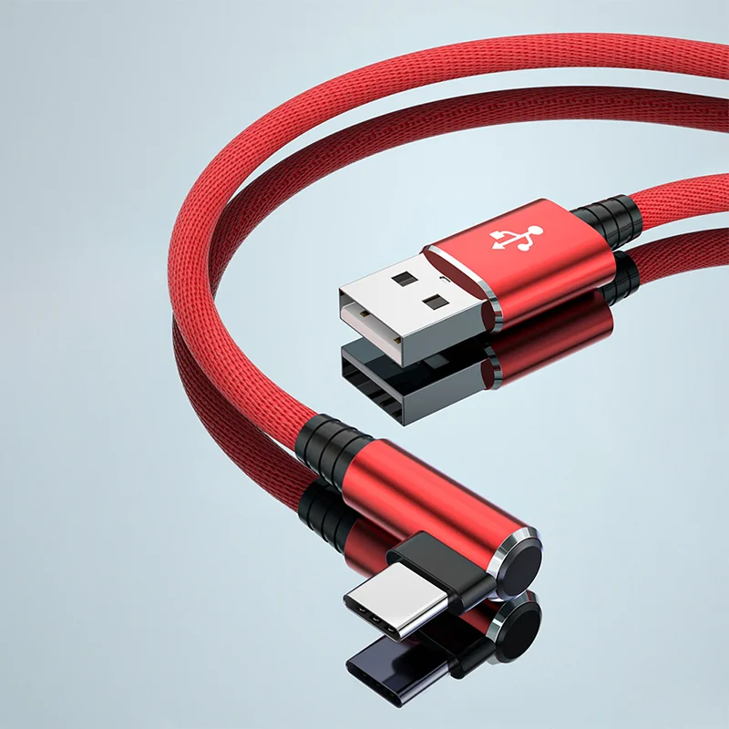 Cavo Usb per caricabatterie a gomito da 90 gradi per Samsung Huawei Xiaomi Gamer accessori per telefoni cellulari cavo di tipo C cavo Usb C per