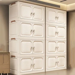 Folding Clothes Wardrobe Multilayer Bedroom Storage Cabinet Household High-capacity Double Door Plastic Bins Storage Cupboard ﻿