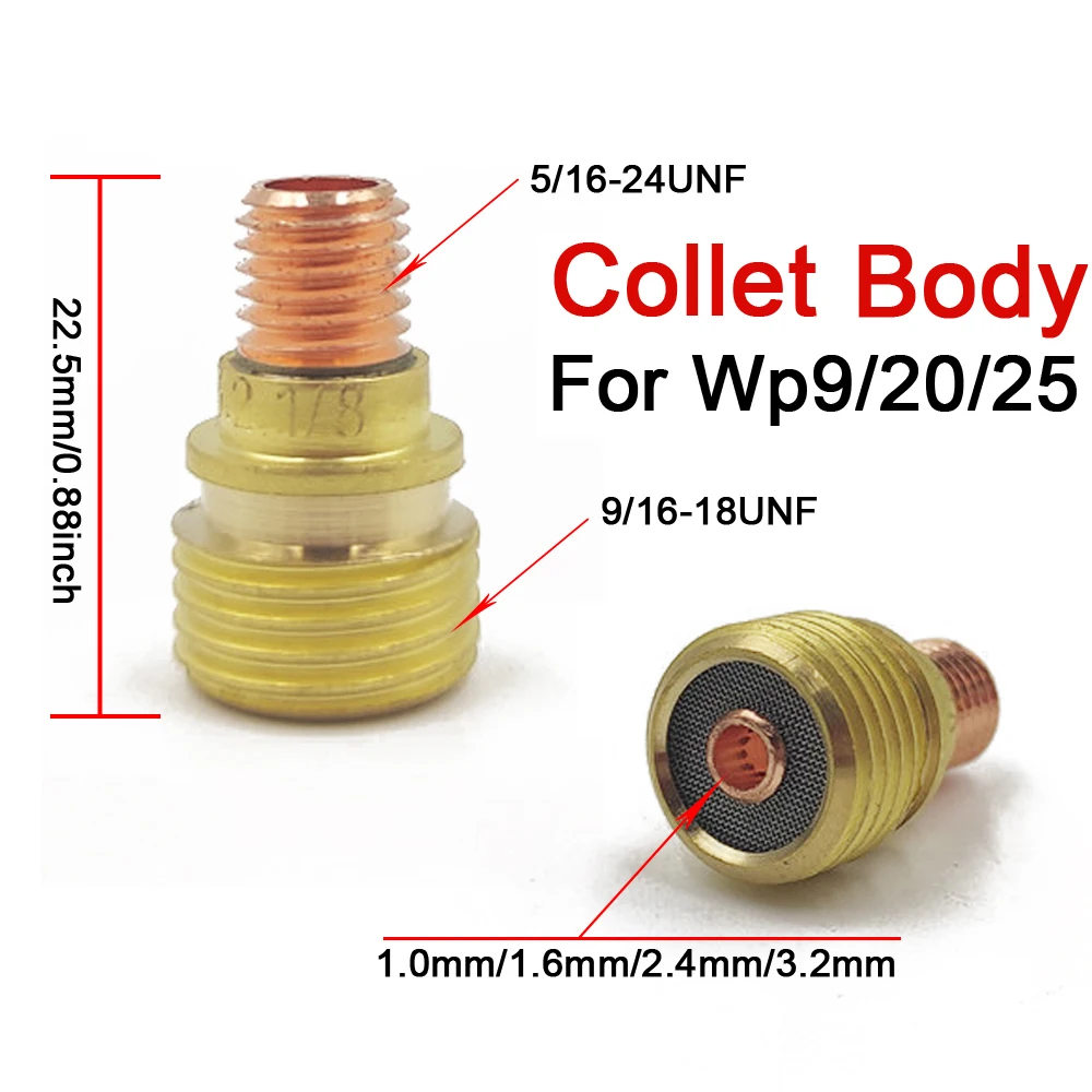 26pcs TIG Welding Torch Gas Lens #12 Glass Cup Back Cap Collet Body For WP-9 WP-20 WP-25 Series Tool Durable Accessories