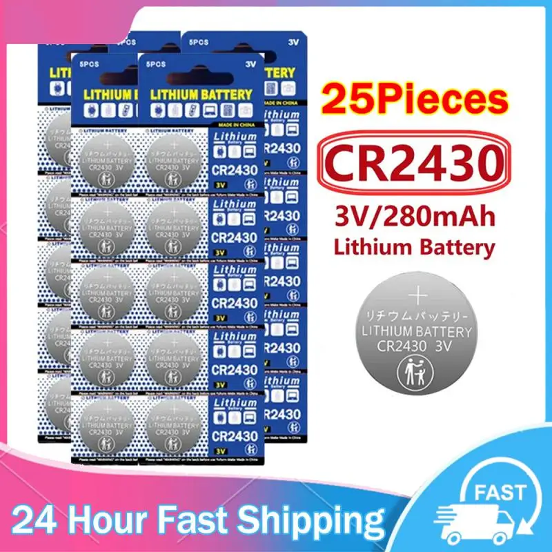 NEW CR2430 3V Lithium Battery CR 2430 DL2430 BR2430 280mAh Button Coin Batteries for Key Fob Watch Alarm Clock Remote Control